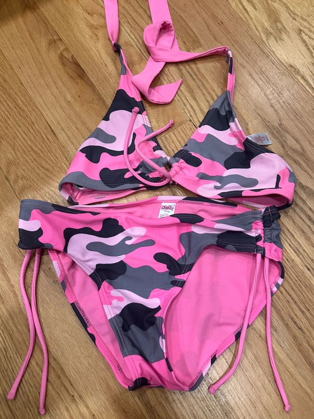 Justice Size 12 Girls Pink Camo Two-Piece Bikini Set